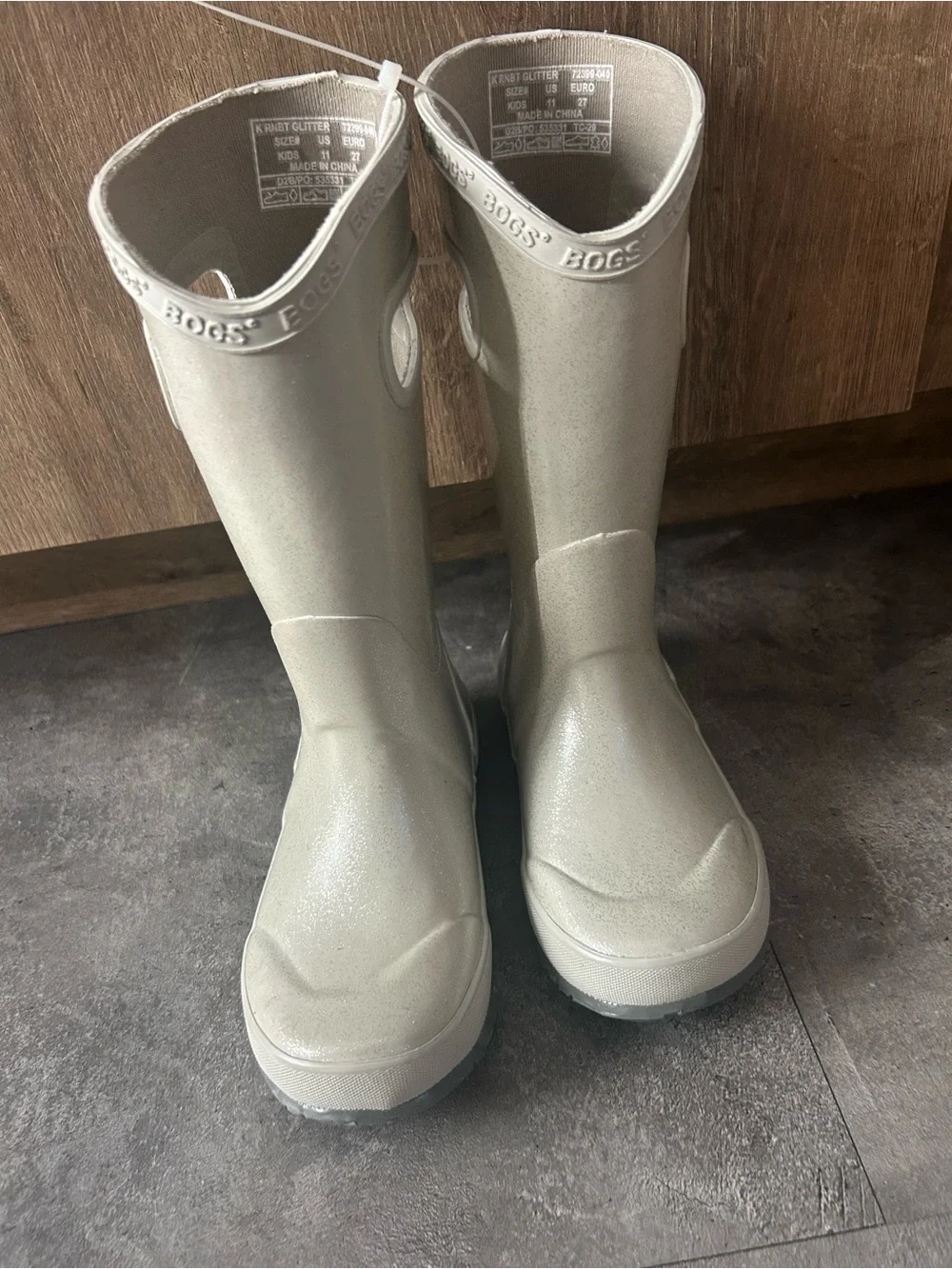 BOGS RAINBOOT GLITTER Silver Kids' Rain Boots size 11 NEW